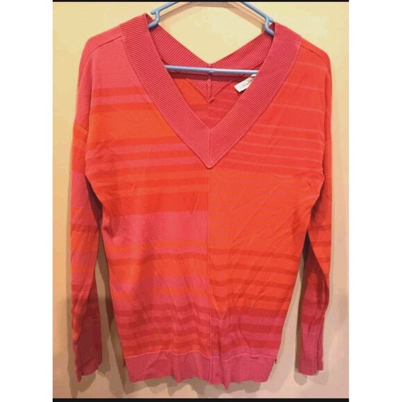 Sweater size M Womans Coldwater Creek red Pink cardigan long sleeve with v neck - Picture 1 of 10